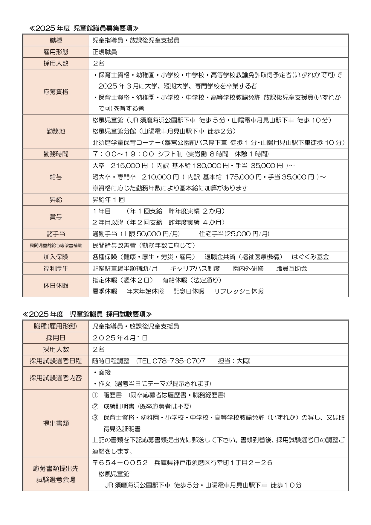 2025年度　児童指導員募集要項